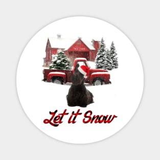 Scottish Terrier Let It Snow Tree Farm Red Truck Christmas Magnet